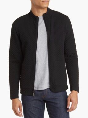 Robert Barakett Black Quilted Zip-Front Jacket
